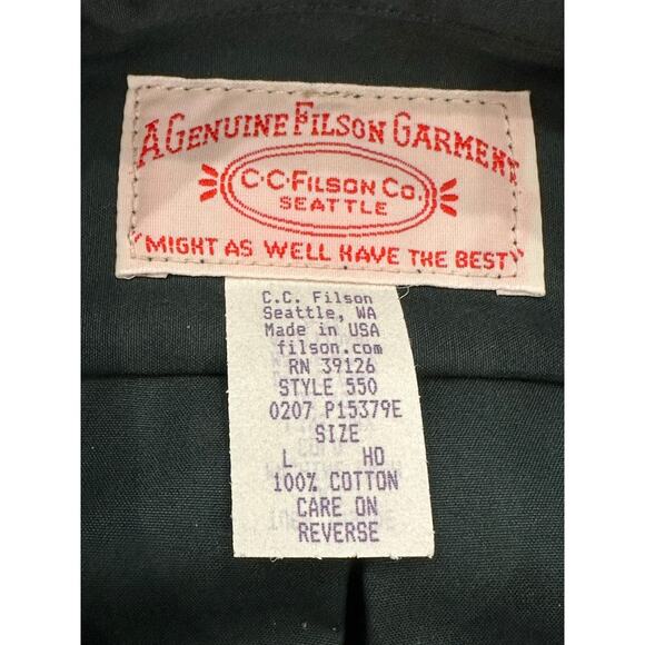 Filson 550 Padded Long Sleeve Heavy 100% Cotton Shooting Shirt Men's Size L - Picture 10 of 11